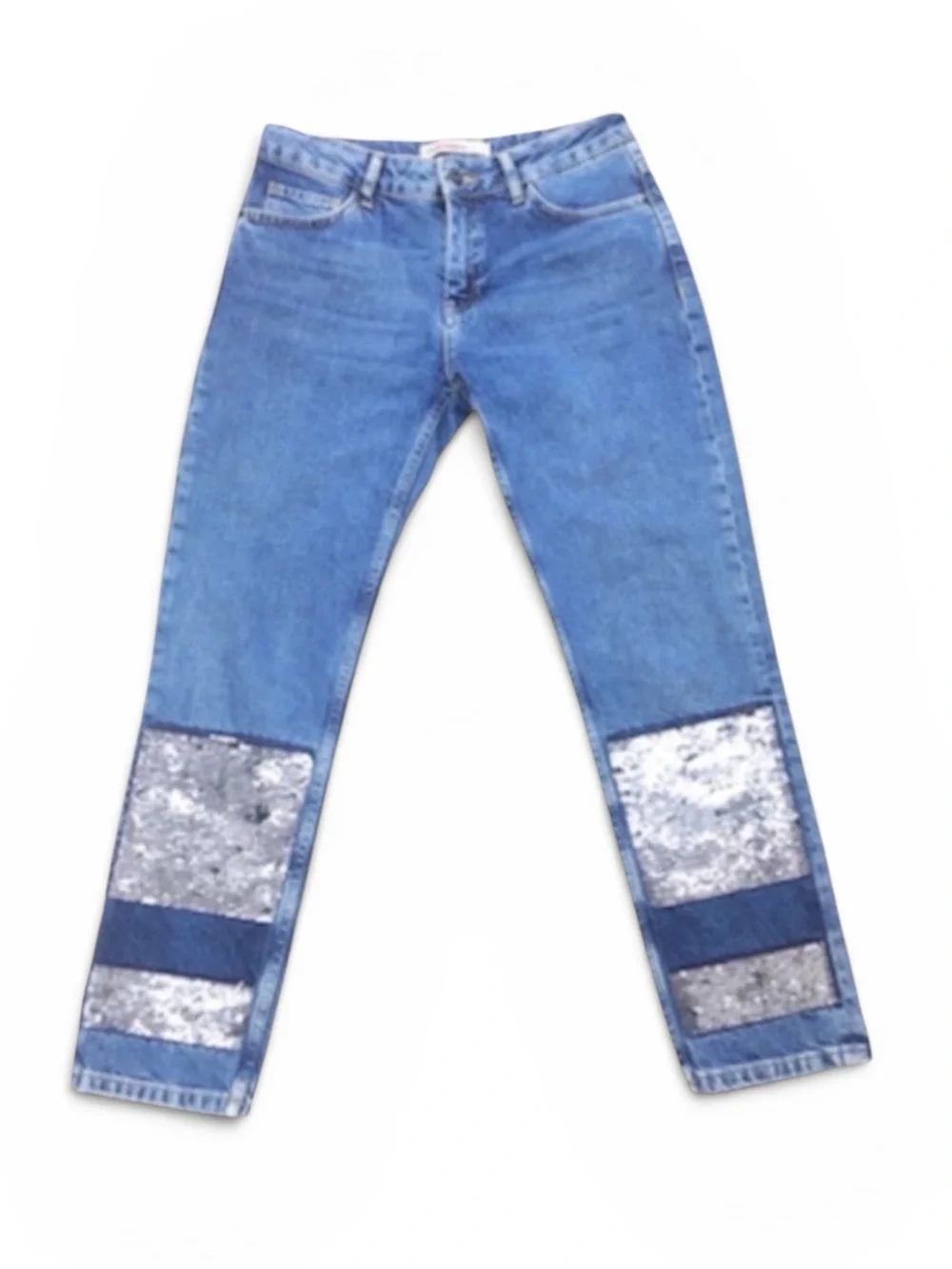 ZARA Basic Z1975 Cigarette Boyfriend Fit Sequin Ankle/Crop Jeans